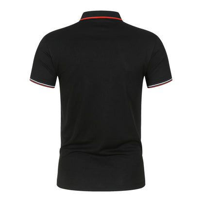 Solid-color Mens Polo Shirt With A Stand-up Collar And Short Sleeves