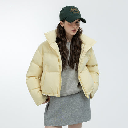 Womens Short Stand-collar Winter Down Jacket