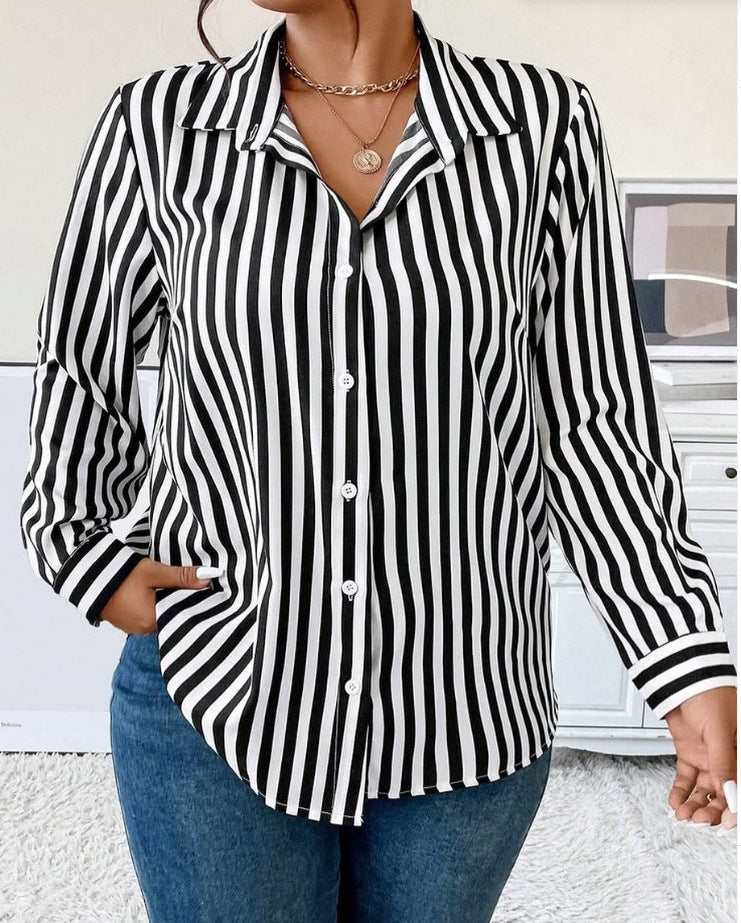 Lightweight Street-style Casual Long-sleeve Striped Shirt