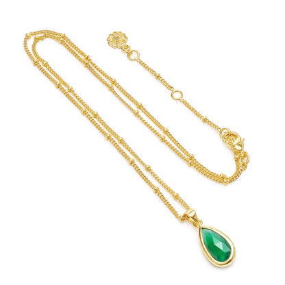 Simi Teardrop Gemstone Pendant with Green Onyx