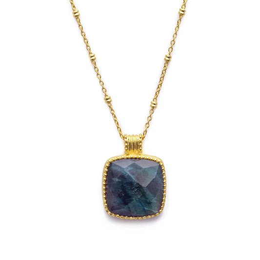 Tetra Large Square Gemstone Pendant  Labradorite