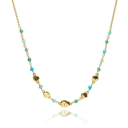 Sofia Nugget Necklace Amazonite, Apatite, Turquoise & Green White Jade