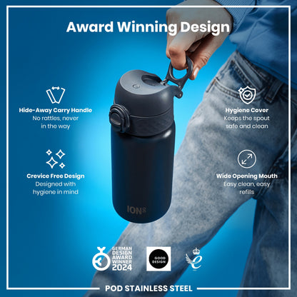 Leak Proof Water Bottle, Stainless Steel, Ash Navy, 400ml (13oz)