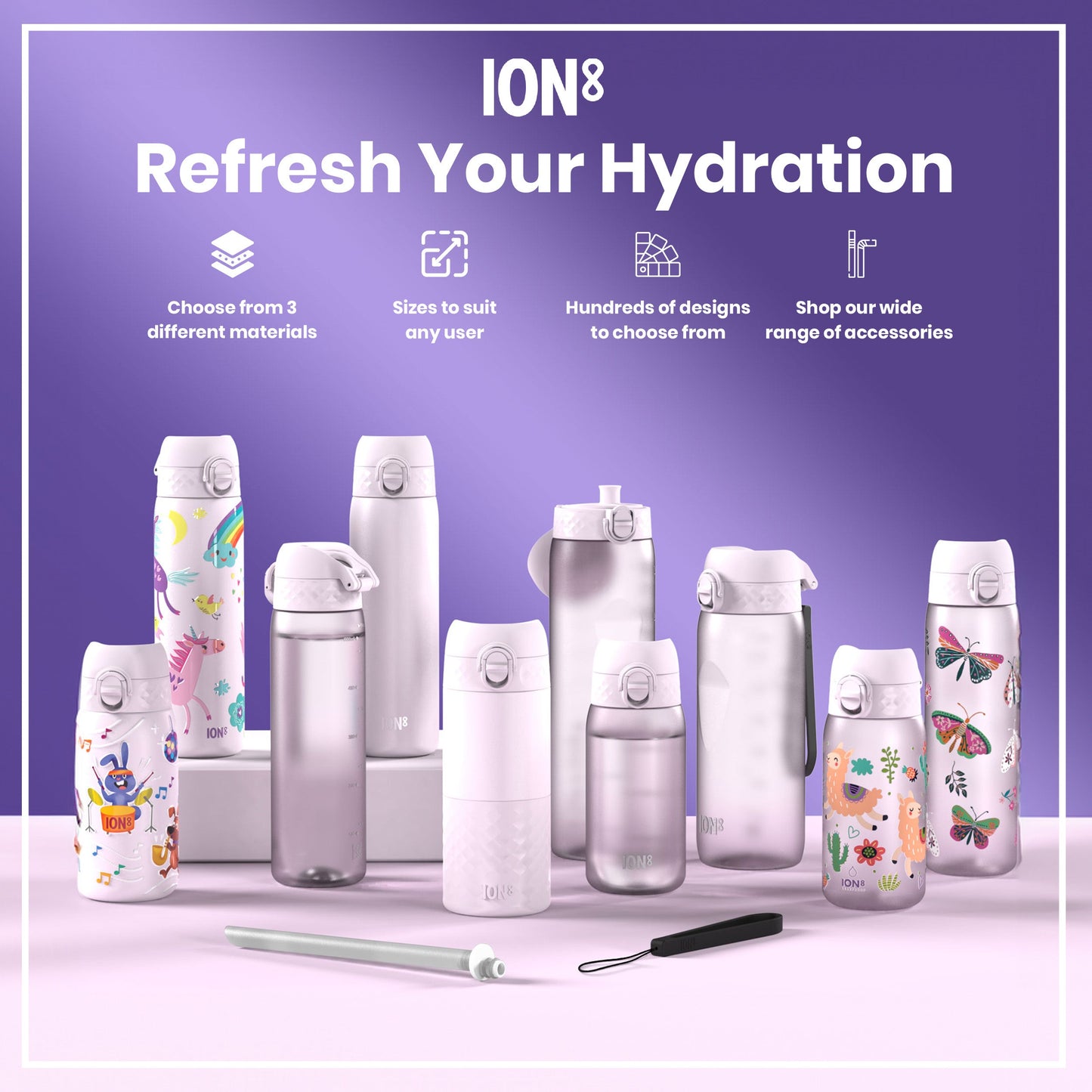 Leak Proof 1 litre Water Bottle, Recyclon, Light Purple, 1L