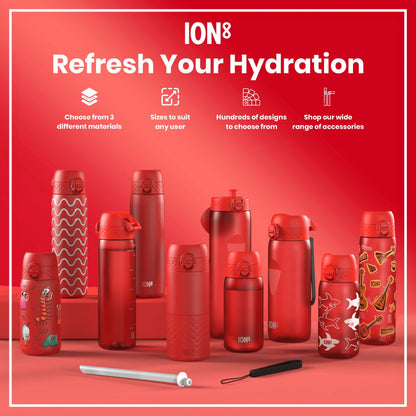 Leak Proof Thermal Steel Water Bottle, Insulated, Red, 320ml (11oz)