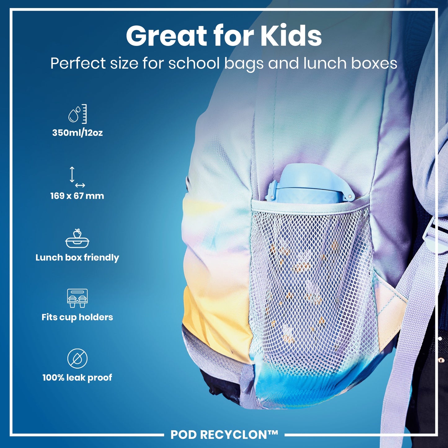 Leak Proof Kids' Water Bottle, Recyclon, Bumble Bees, 350ml (12oz)