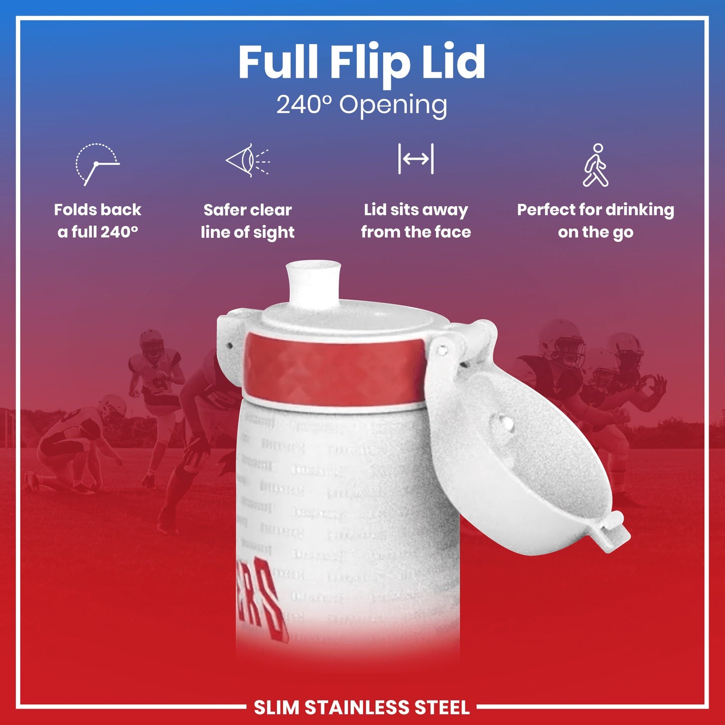 Leak Proof NFL Water Bottle, Stainless Steel, Tampa Bay Buccaneers, 600ml (20oz)