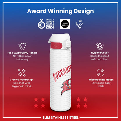 Leak Proof NFL Water Bottle, Stainless Steel, Tampa Bay Buccaneers, 600ml (20oz)