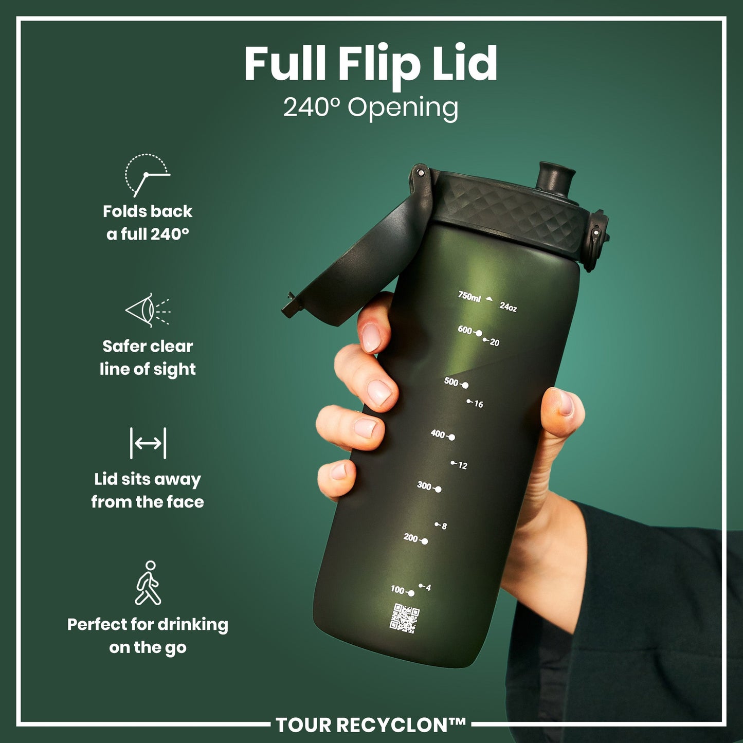 Bottle, Recyclon, Dark Green, 750ml