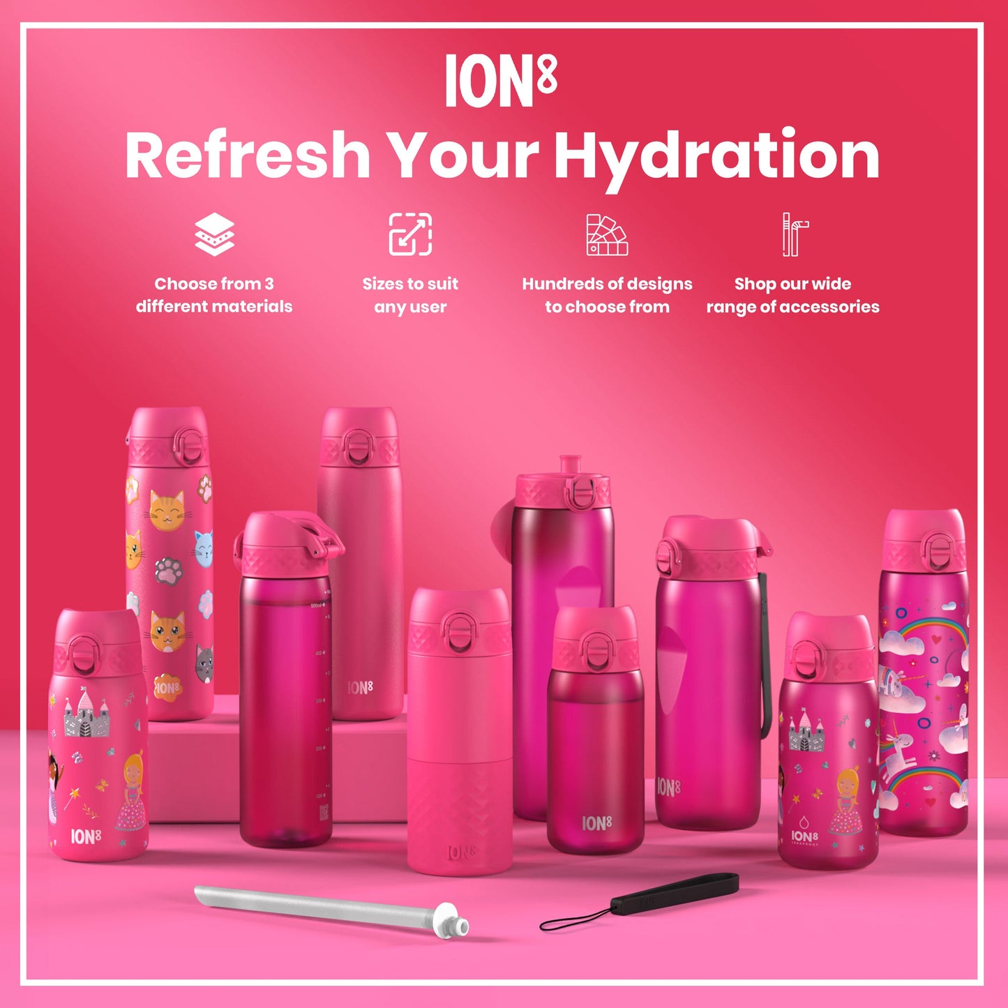 Bottle, Recyclon, Pink, 750ml