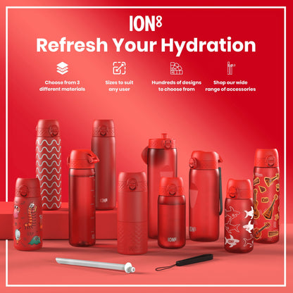 Leak Proof Kids Water Bottle, Recyclon, Red, 350ml (12oz)