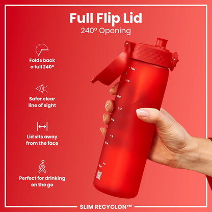 Leak Proof Slim Water Bottle, Recyclon, Red, 500ml (18oz)