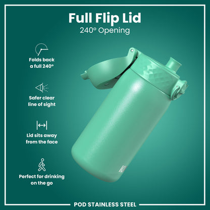 Leak Proof Kids Water Bottle, Stainless Steel, Teal, 400ml (13oz)