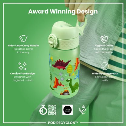 Leak Proof Kids Water Bottle, Recyclon, Dinosaur, 350ml (12oz)