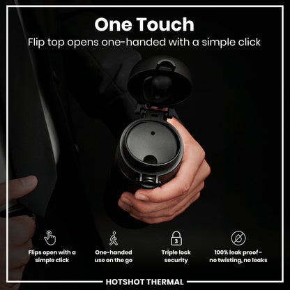 HotShot Leak Proof Insulated Cup, Travel Mug, Black, 360ml (12oz)