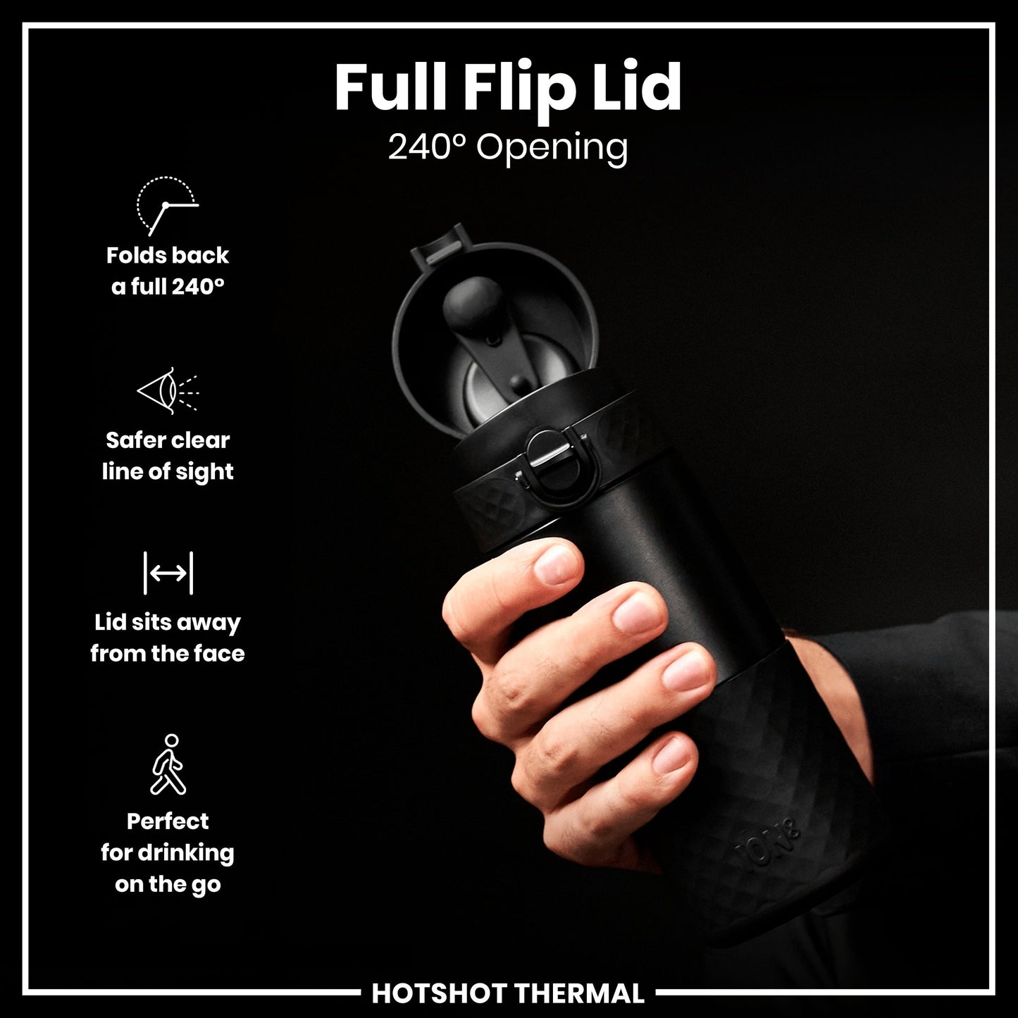 HotShot Leak Proof Insulated Cup, Travel Mug, Black, 360ml (12oz)