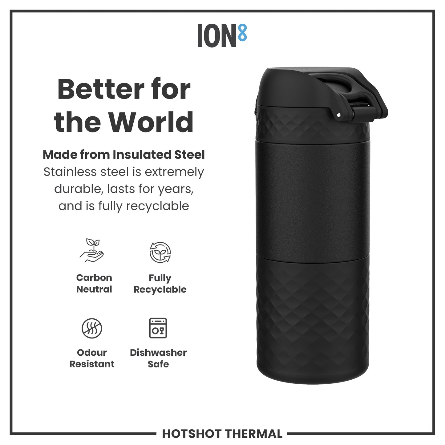 HotShot Leak Proof Insulated Cup, Travel Mug, Black, 360ml (12oz)