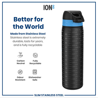 Leak Proof NFL Water Bottle, Stainless Steel, Carolina Panthers, 600ml (20oz)