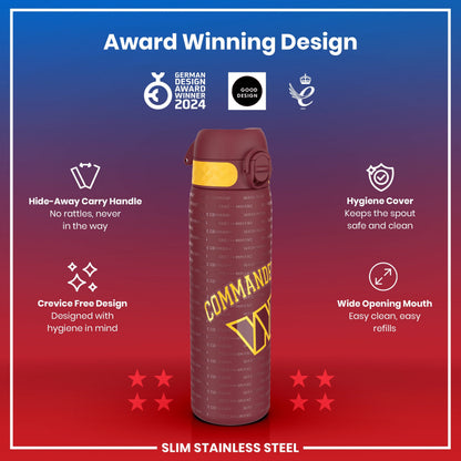 Leak Proof NFL Water Bottle, Stainless Steel, Washington Commanders, 600ml (20oz)