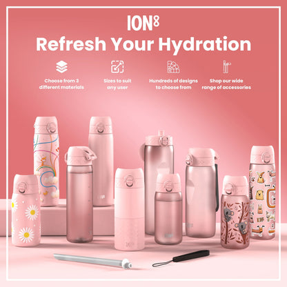 Leak Proof Slim Water Bottle, Stainless Steel, Fairies, 600ml (20oz)