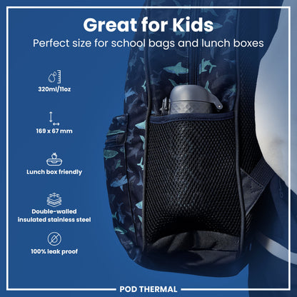 Leak Proof Thermal Steel Water Bottle, Insulated, Squiggly Line, 320ml (11oz)