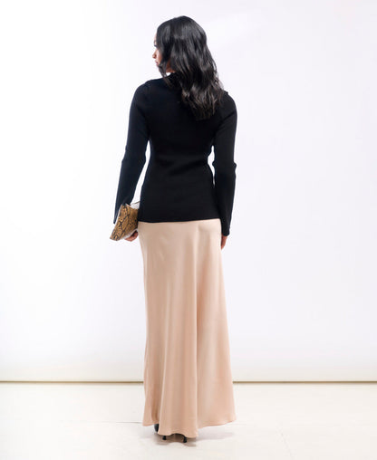 Champagne Satin Maxi Slip Skirt