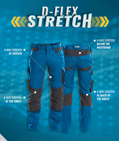 DASSY Dynax 200980 Stretch Kneepad Work Trousers Red/Black 49" Waist, 32" Leg