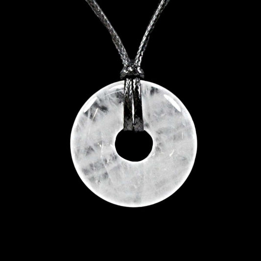 Clear Quartz Crystal Power Ring Pendant Necklace