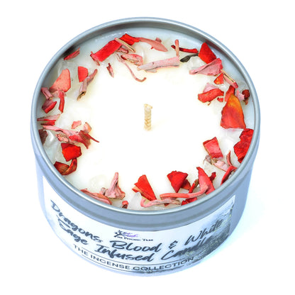 Dragons Blood & White Sage Crystal Infused Scented Candle - The Incense Collection