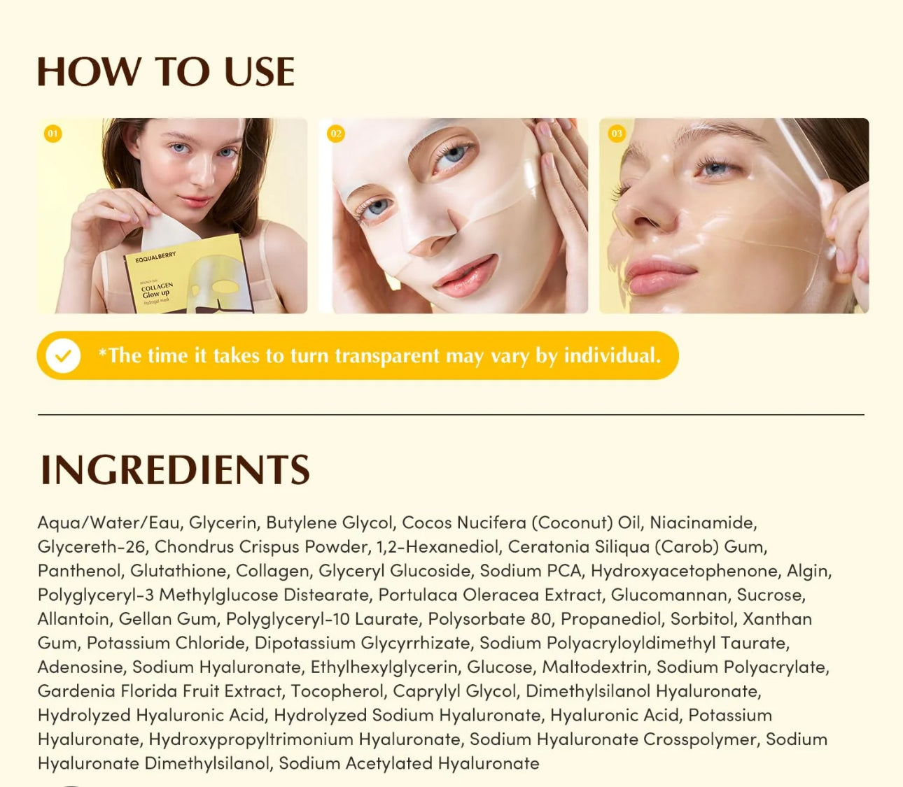 EQQUALBERRY PDRN Collagen Hydrogel Face Masks