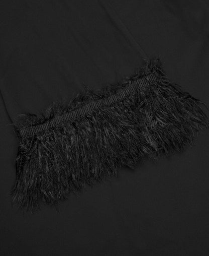 Black Feathered Trim Midaxi Dress