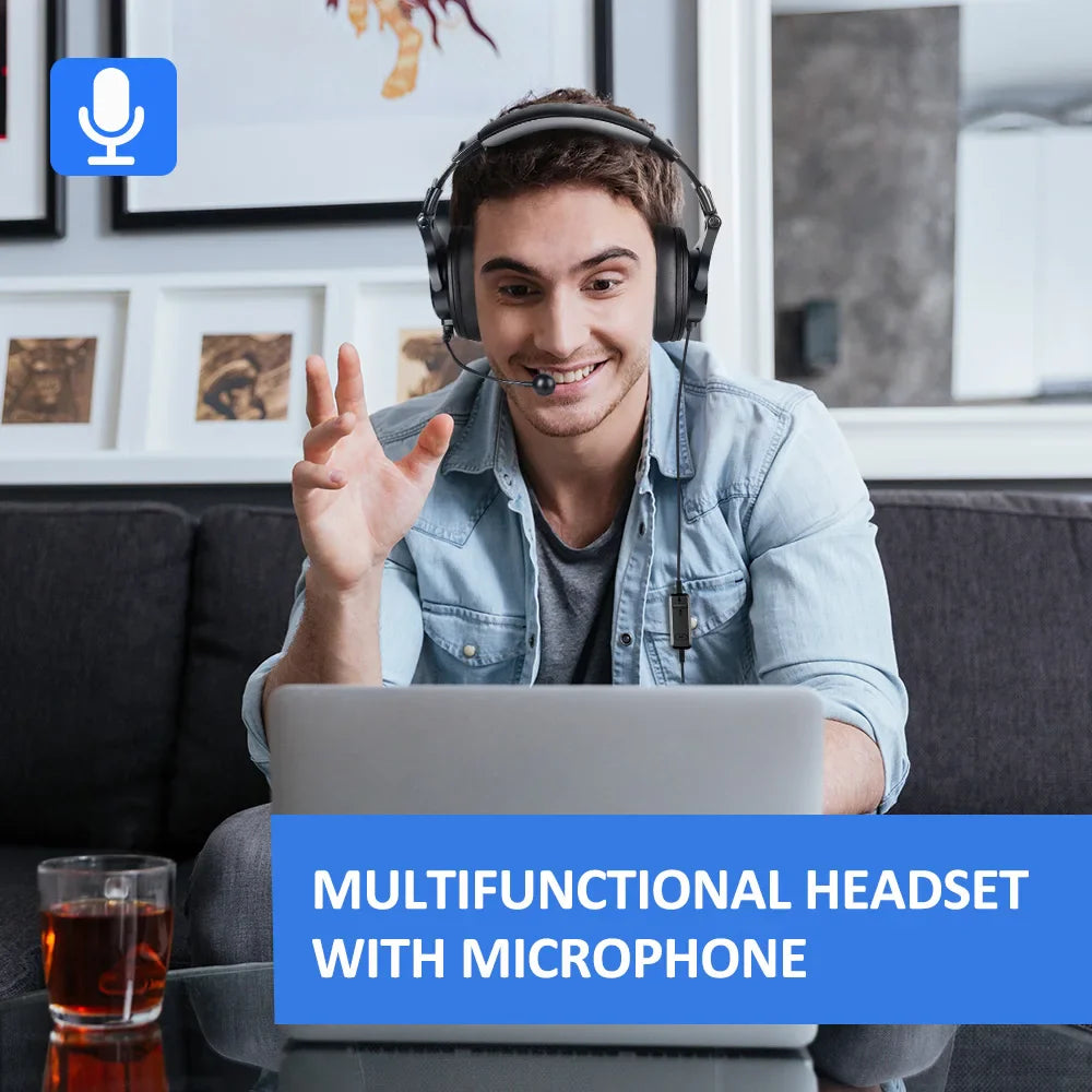 Oneodio Wired Gaming Headset Gamer 3.5mm Over-Ear Gaming Headphones With Detachable Microphone For PC Computer PS4 Xbox