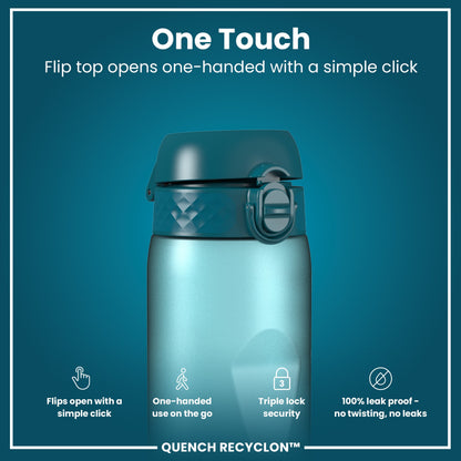 Leak Proof 1 Litre Water Bottle with Times to Drink, Recyclon, Teal & Blue, 1L