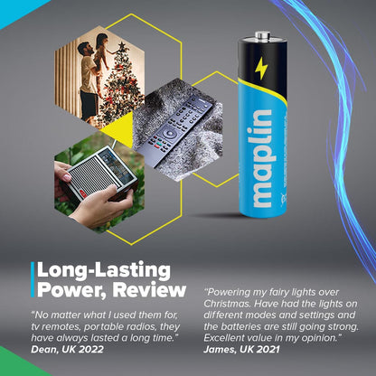 Maplin 80x AA LR6 7 Year Shelf Life 1.5V High Performance Alkaline Batteries with Universal Battery Tester