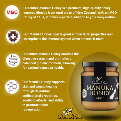 Queen Bee Manuka Honey MG115 - 340g