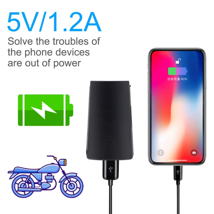 Motorcycle Waterproof DC 8-32V 5V / 1.2A Rearview Mirror USB Phone Charger Adapter, with Indicator Light