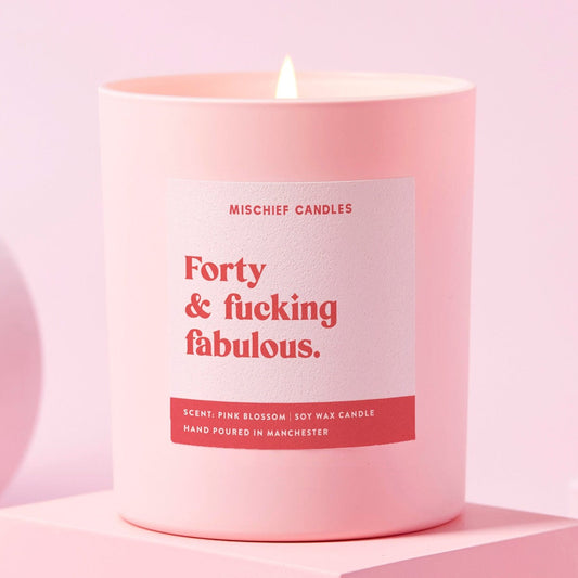 40th Birthday Gift Funny Candle Forty & Fabulous
