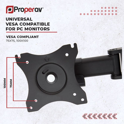 ProperAV Desk Monitor Mount 17" - 32" Dual Articulated Swing Arm VESA Max 100x100