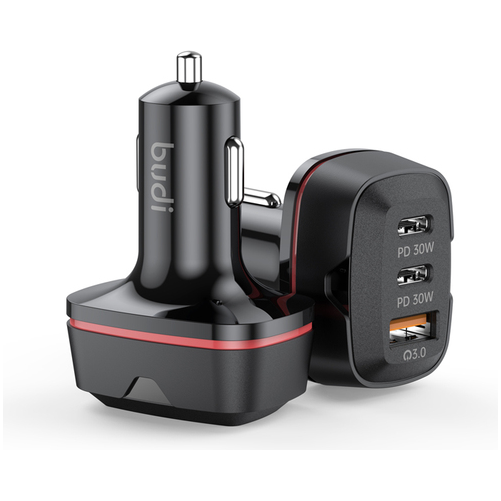 Budi CC616RB 48W Car Charger with Dual USB-C (PD & QC3.0)
