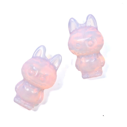 Labubu Pink Opalite Crystal Carving – Dreamy Charm & Gentle Energy