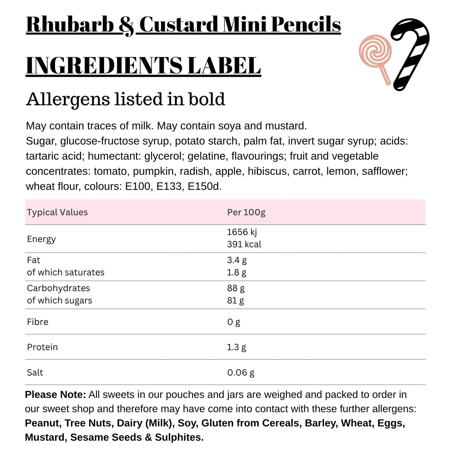 Rhubarb & Custard Mini Pencils