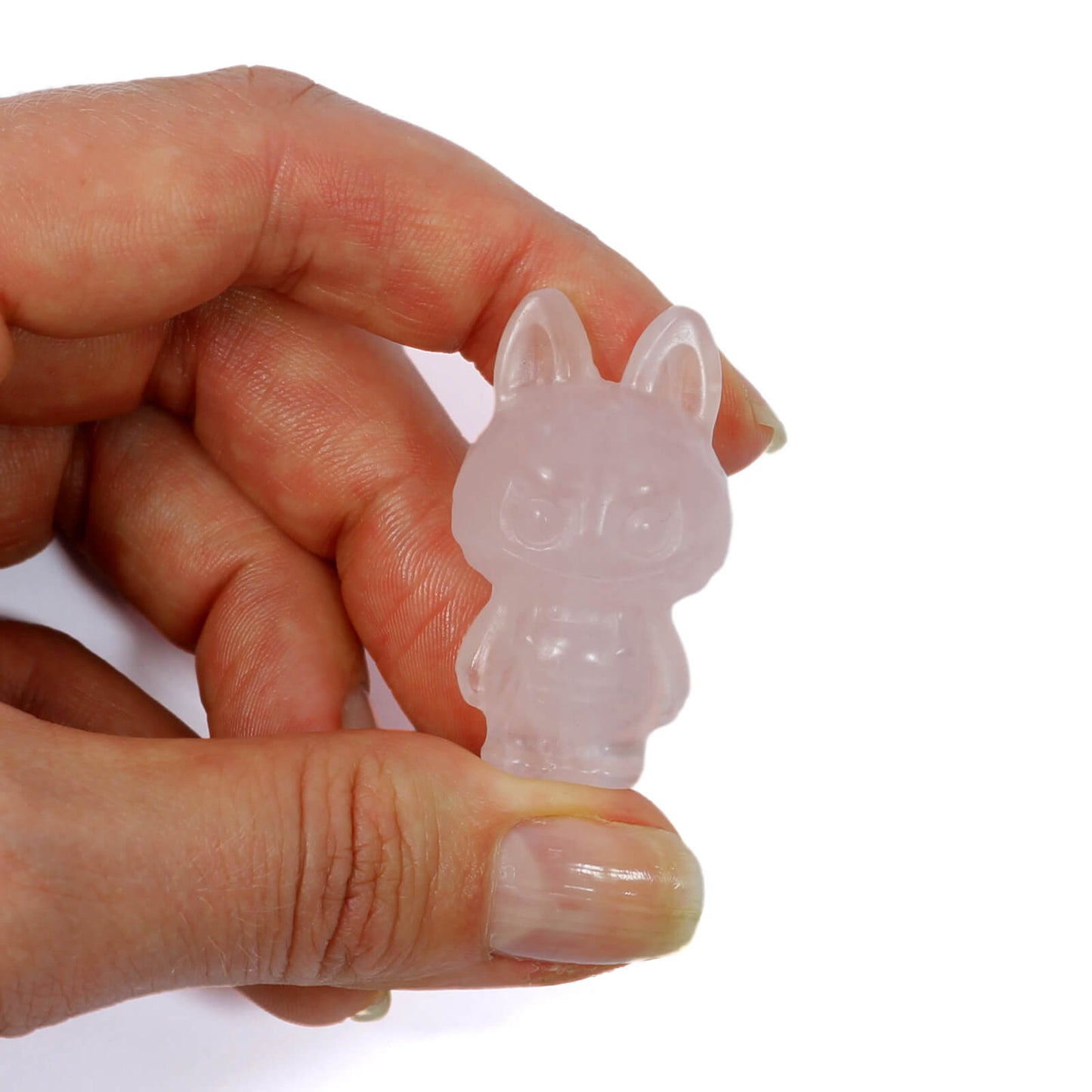 Labubu Rose Quartz Crystal Carving – Gentle Love & Playful Heart