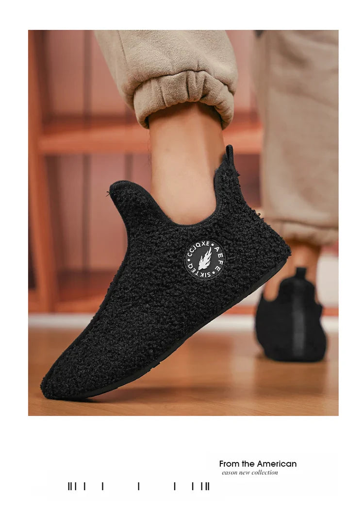 Winter Slippers Men Couples Slippers Non-slip Warm Women and Men Slipper Indoor Soft Shoes Comfortable Flat Home Cotton Shoe