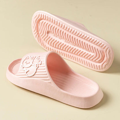 Women's Slippers Indoor Bathroom Anti-slip Home Cartoon Cute Little Dog Soft Sole Good Elasticity Summer Sandals Sool Flat Shoes