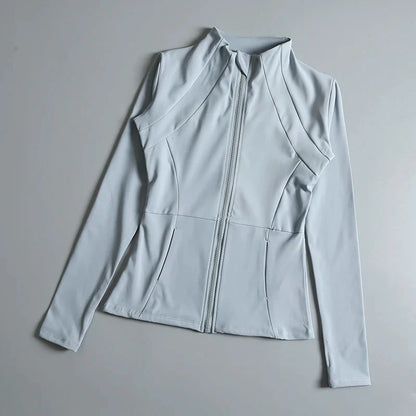 New yoga wear ladies coat round high elastic loose exercise yoga fitness long sleeve stand-up collar  yoga tops