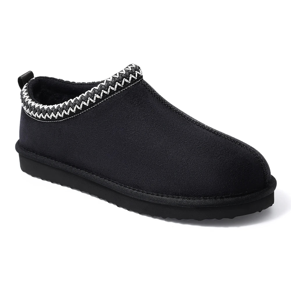 Crestar Winter Fuzzy Slippers For Women Outdoor Non-slip Fleece Lined Suede Fur Flat Slides Warm Comfy Plush House Cotton Shoes