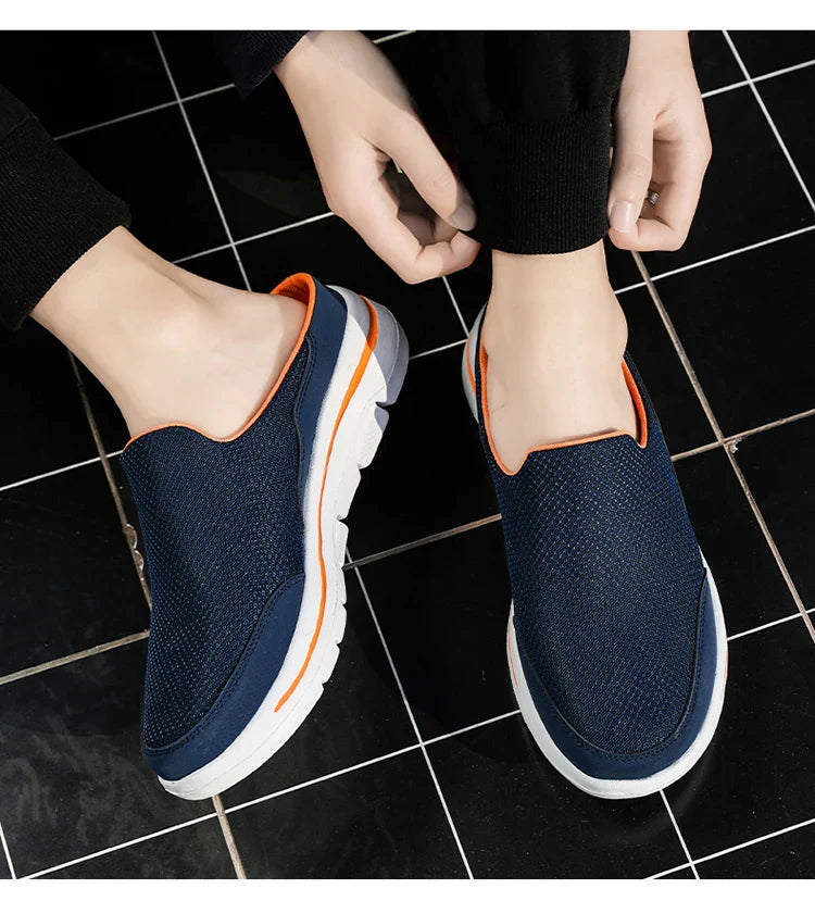2024 Summer new breathable mesh shoes outdoor non-slip walking shoes comfortable sandals men half slippers casual loafers 35-48