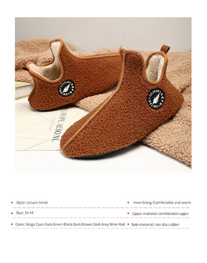 Winter Slippers Men Couples Slippers Non-slip Warm Women and Men Slipper Indoor Soft Shoes Comfortable Flat Home Cotton Shoe