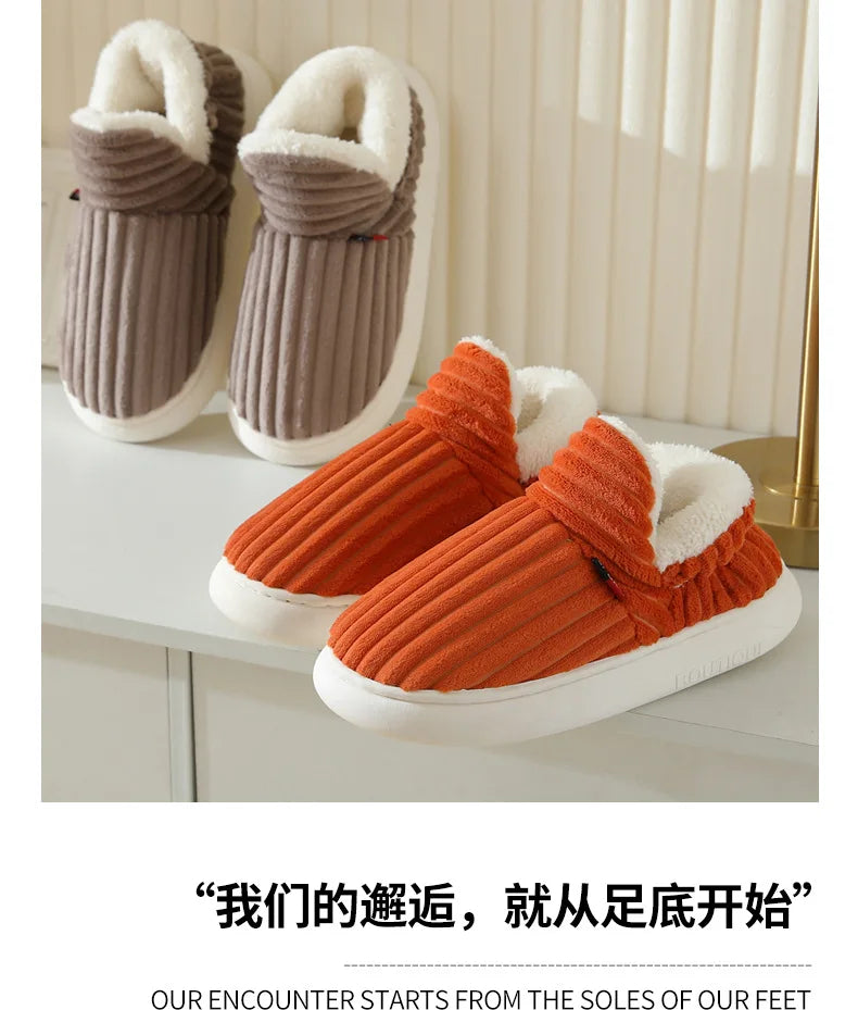 Litfun New Fur Slippers For Women Men Winter Furry Fashion Warm Ankles Plush Cozy Slides For Home Indoor Soft Sole Cotton Shoes