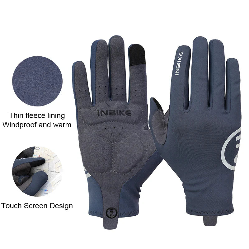 INBIKE Autumn Winter Thermal Bicycle Gloves Touch Screen Men Women MTB Road BikeGloves  Sports Fitness Outdoor Cycling Gloves